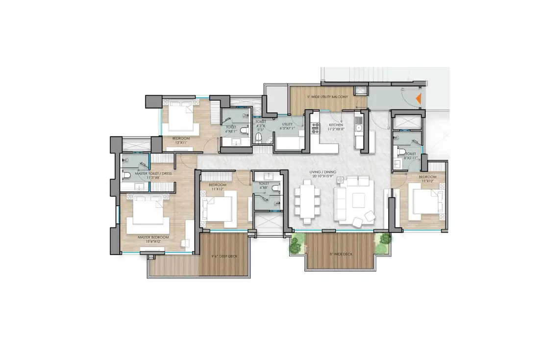 3 bhk floor plan